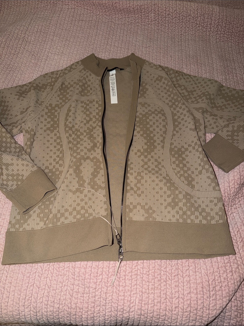 lululemon athletica Taupe Knit Zip Bomber Jacket